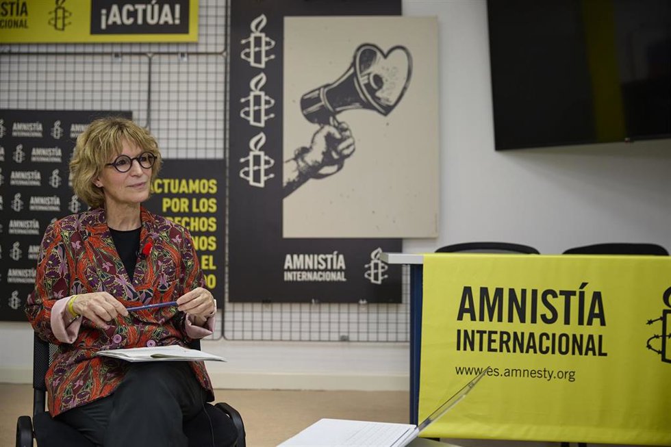 Archivo - La secretaria general de Amnistía Internacional, nges Callamard, durante una entrevista para Europa Press en la sede de Amnistía Internacional España, a 16 de diciembre de 2024, en Madrid (España)