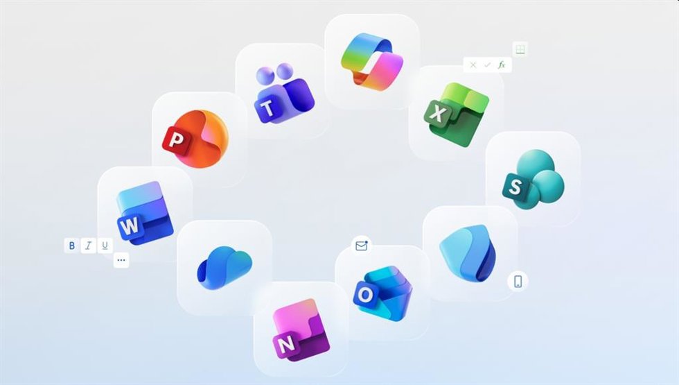 Iconos de las aplicaciones de Microsoft 365 rediseñados