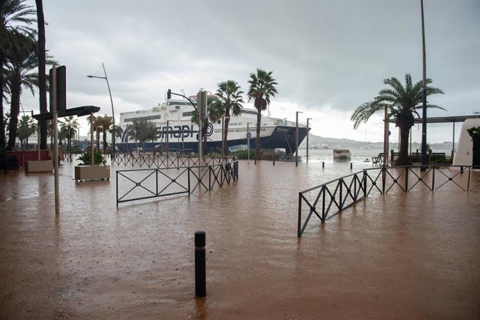 Calles inundadas, a 30 de septiembre de 2025, en Ibiza, Islas Baleares (España). 