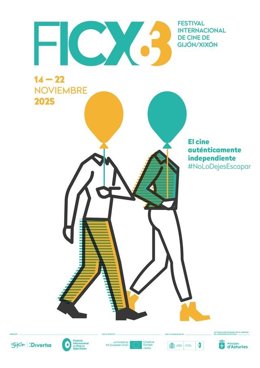 Cartel de la 63 edición del Festival Internacional de Cine de Gijón (FICX), obra del diseñador gijonés Marco Recuero, que se celebrará del 14 al 22 de noviembre de 2025.