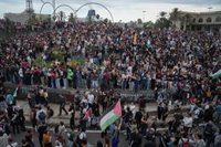 Manifestants per la Global Sumud Flotilla acampen a Barcelona