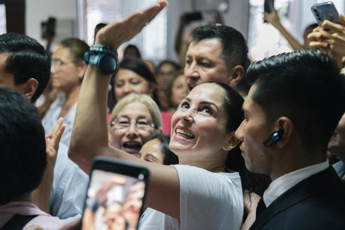 Archivo - Arquivo - 14 de agosto de 2025, Madri, Madri, Espanha: Luisa Gonzalez Alcivar, ex-candidata à presidência do Equador pelo partido Revolução Cidadã, apareceu em Madri para denunciar o que seu grupo político considera fraude eleitoral nas mãos do 