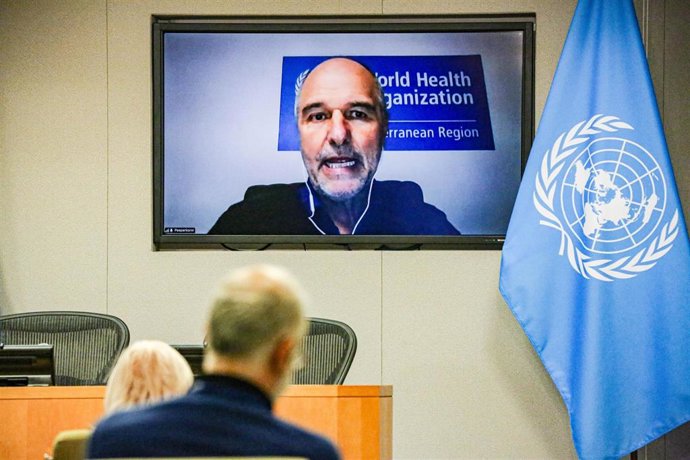 Archivo - El representante de la OMS en los Territorios Palestinos Ocupados, Rik Peeperkorn, en una rueda de prensa por videoconferencia