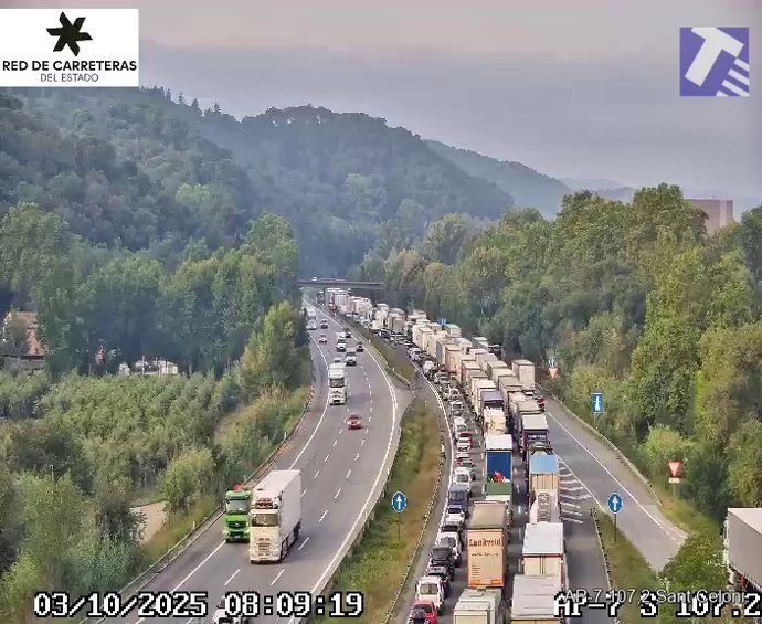 Reabierta la AP-7 en Sant Celoni (Barcelona) tras el corte por una manifestación