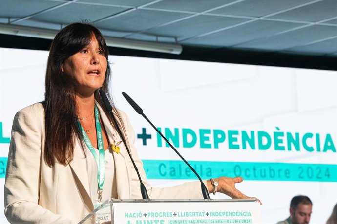 Archivo - Arquivo - A presidente do Junts per Catalunya, Laura Borràs, durante o congresso do Junts, em 25 de outubro de 2024, em Calella, Barcelona, Catalunha (Espanha). Hoje, o congresso do Junts começa em Calella, que durará todo o fim de semana e no q
