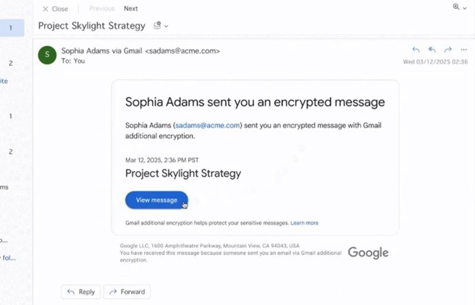 Correo encriptado enviado con Gmail
