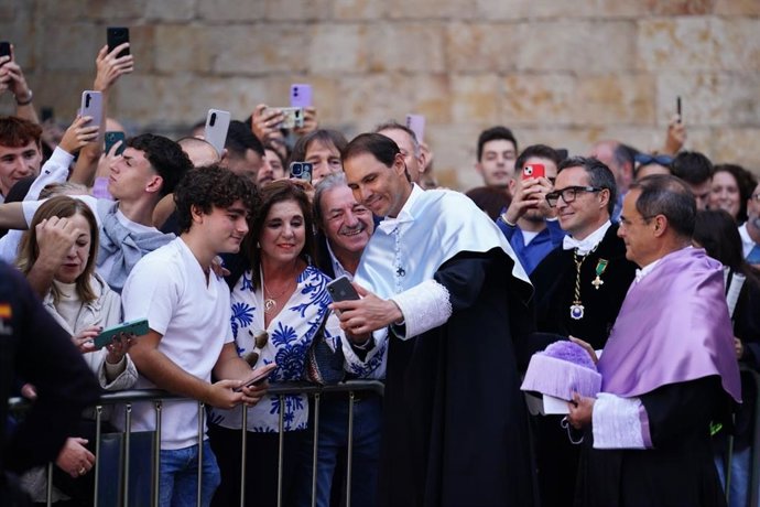 Rafael Nadal, a su llegada a la Universidad.