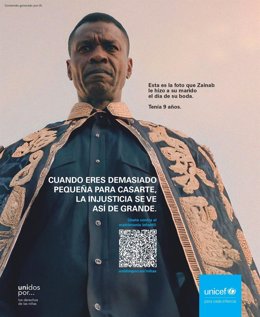 Cartel de la campaña de UNICEF España y Proximity Madrid contra el matrimonio infantil.