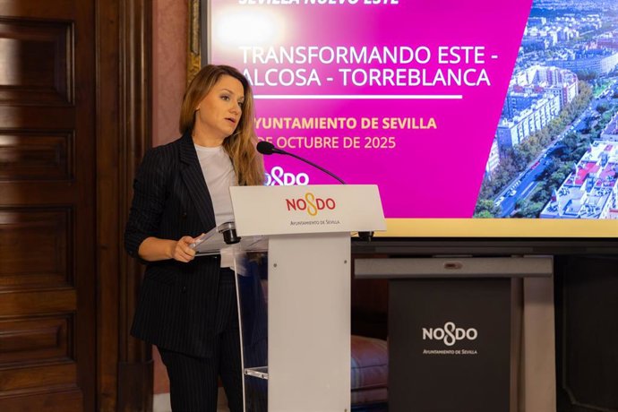 La delegada de Fondos Europeos Minerva Salas en rueda de prensa.