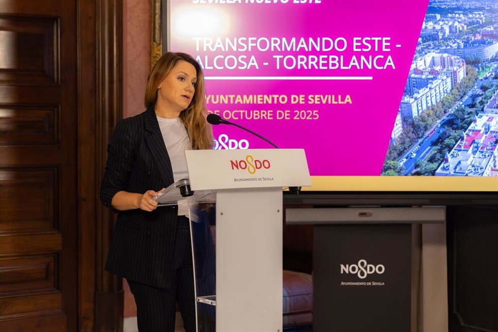 La delegada de Fondos Europeos Minerva Salas en rueda de prensa.