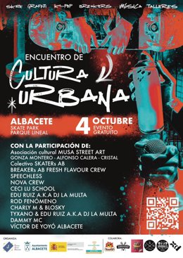 Cartel del encuentro de cultura urbana que se celebrará en el parque Lineal de Albacete.