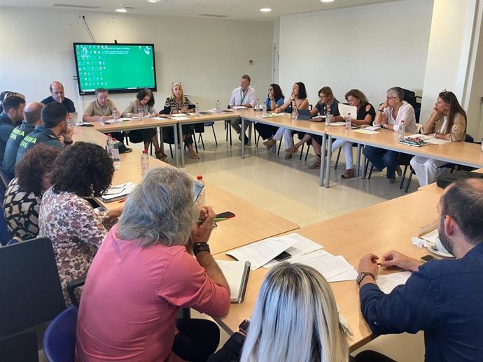 Reunión de la comisión provincial contra las agresiones a profesionales de los centros sanitarios de Cádiz celebrada en el Hospital de Jerez de la Frontera.