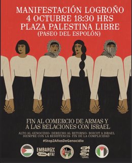 Logroño se suma a otras ciudades españolas para manifestarse el sábado en apoyo a Palestina