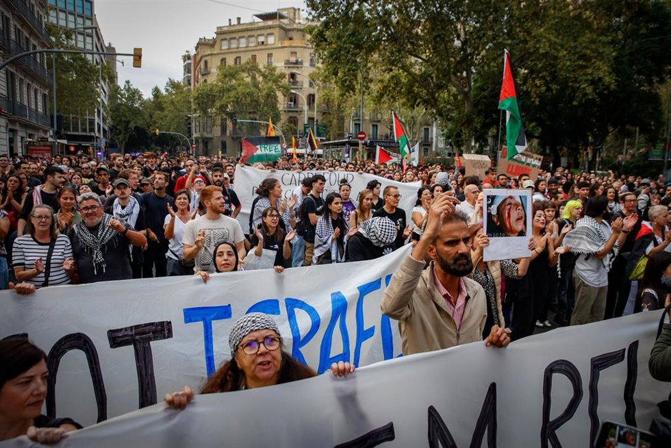Arranque de la manifestación en favor de Palestina.