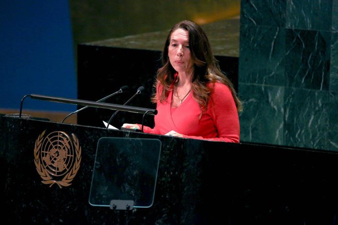 Archivo - May 13, 2024, New York, New York, USA: Permanent Ambassador of Malta to the UN, VANESSA FRAZIER speaks after a vote the previous week, in the General Assembly for Palestine recognition and placement in the UN as 194th member, which  gained 143 v