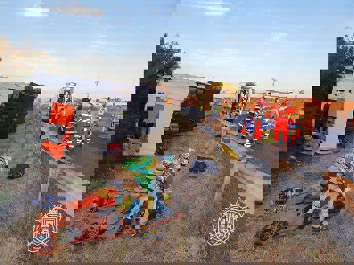 Vuelco de un camión en la A-62 en Estépar.