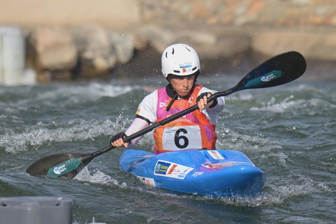 September 29, 2025, Cranebrook, Nsw, Australia: Maialen Chourraut of Spain seen in action at the Women's Kayak Cross Individual event during the 2025 ICF Canoe Kayak Slalom World Championship held at Penrith Whitewater Stadium.  Chourrautt finished with a