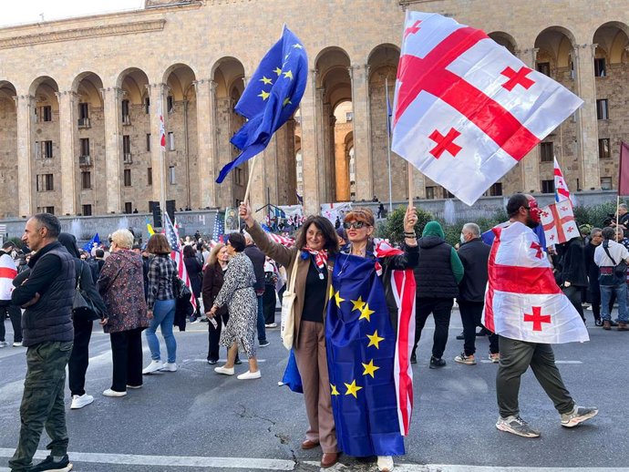 Manifestación de la oposición en Tiflis, Georgia
