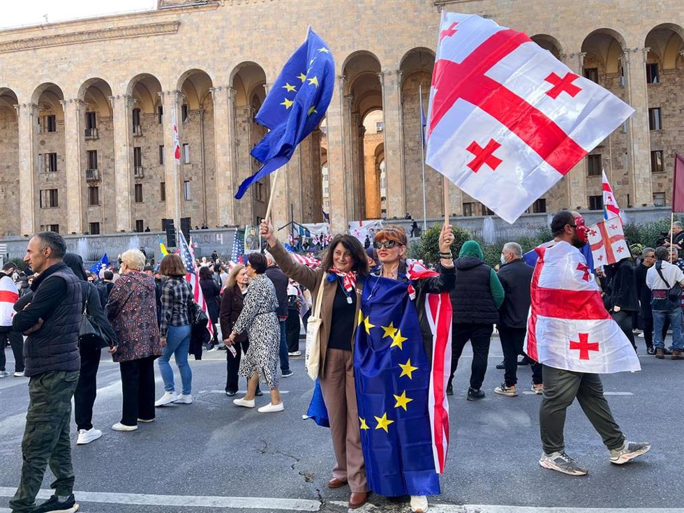 Manifestación de la oposición en Tiflis, Georgia