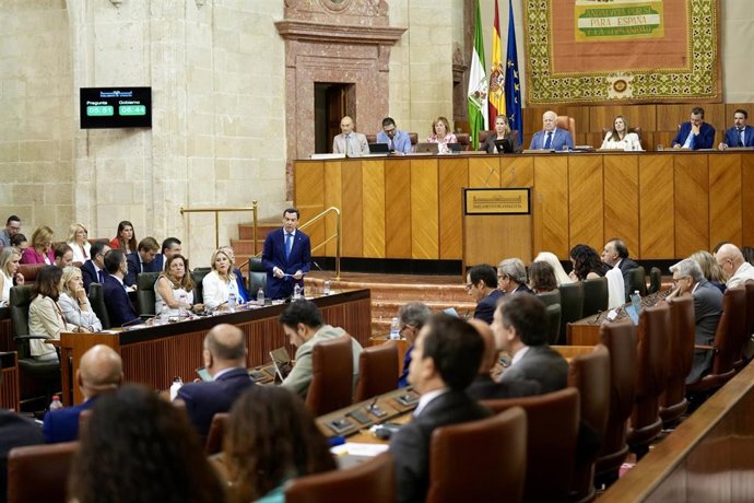 Sesión de control al Gobierno andaluz en el Pleno del Parlamento. (Foto de archivo).