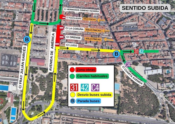 Desvíos en Torrero a causa del avance de las obras de renovación del colector que discurre por la Avenida América.