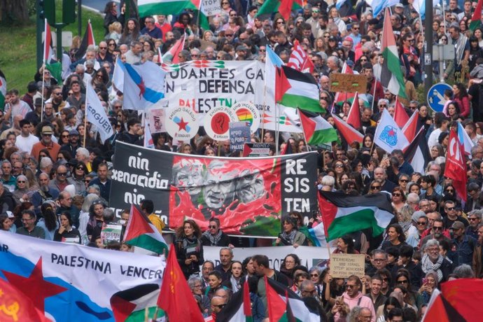 Manifestación 'Galicia con Palestina' en Santiago de Compostela