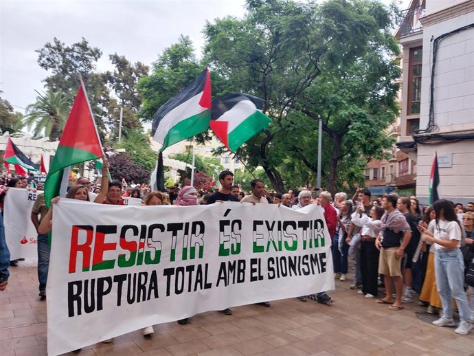 Manifestación en Palma para pedir "ruptura total de relaciones con Israel" y apoyar a los aún arrestados de la Flotilla