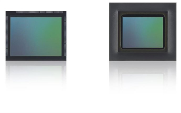 IMX775 RGB-IR image sensor for in-cabin monitoring cameras Left: Bare chip product, Right: Package product