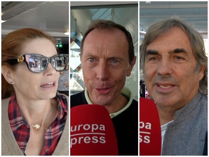 Olivia de Borbón, Emilio Butragueño y Hubertus de Hohenlohe a su llegada a Madrid tras asistir a la boda de Cayetano Martínez de Irujo y Bárbara Mirjan