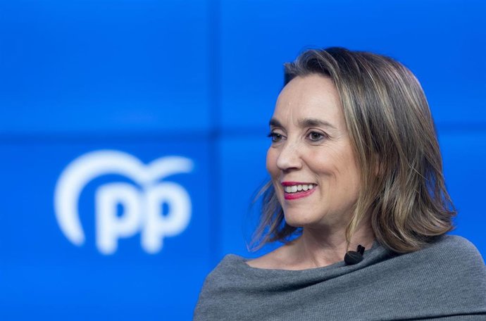 Archivo - La secretaria general del PP, Cuca Gamarra, concede una entrevista a Europa Press en la sede nacional del partido en la calle Génova.