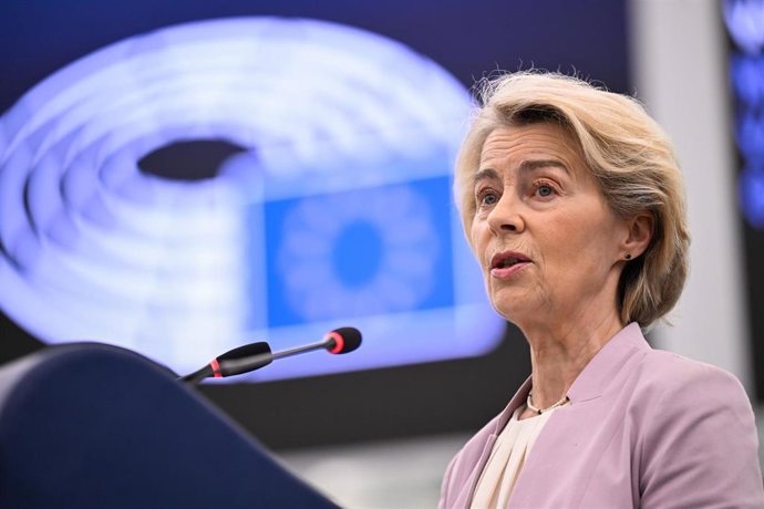 Archivo - La presidenta de la Comisión Europea, Ursula von der Leyen, en su intervención durante un debate en el pleno del Parlamento Europeo en Estrasburgo (Francia).