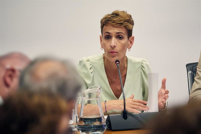 Archivo - La presidenta del Gobierno de Navarra, María Chivite.