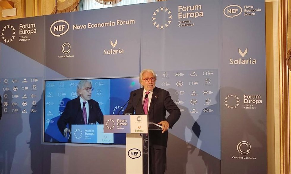 El presidente de Foment del Treball, Josep Sánchez Llibre, en un desayuno informativo organizado por el Frum Europa Tribuna Catalunya.