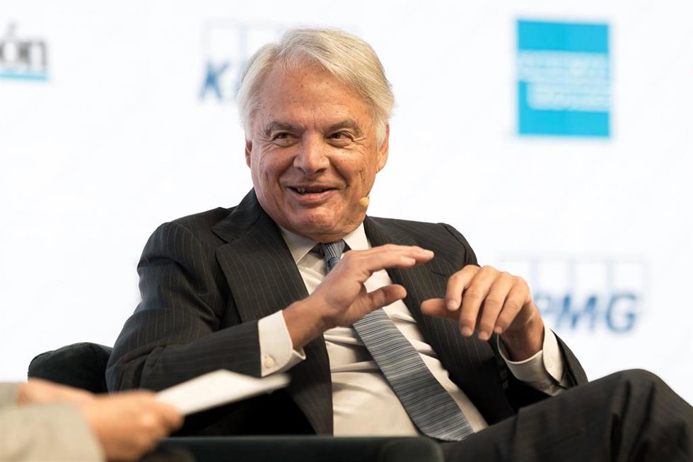 El presidente de Mutua Madrileña, Ignacio Garralda, interviene en la segunda jornada del XVI Encuentro Financiero del sector bancario, organizado por 'Expansión', KPMG, American Express y Cunef Universidad, en el auditorio El Beatriz, a 7 de octubre de 