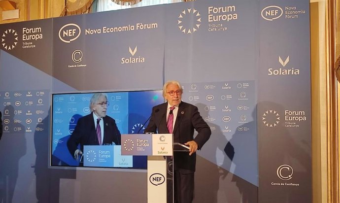 El president de Foment del Treball, Josep Sánchez Llibre, en l'esmorzar informatiu