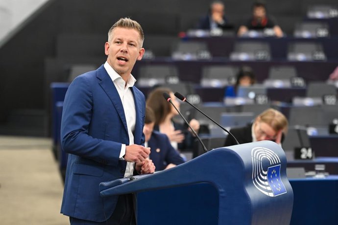 Archivo - El eurodiputado húngaro Peter Magyar, en un debate en el pleno de Estrasburgo.