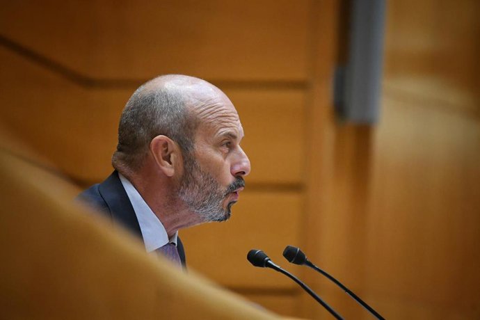 El presidente del Senado, Pedro Rollán, durante un pleno en el Senado, a 1 de octubre de 2025, en Madrid (España).