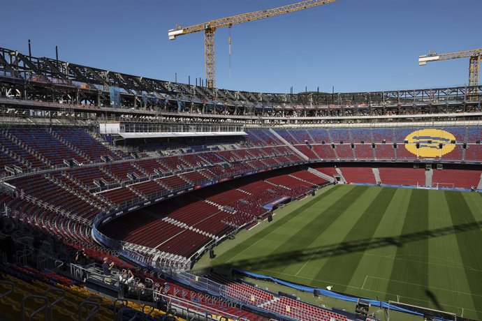 Vistas das obras de construção do Estádio Spotify Camp Nou em 23 de setembro de 2025 em Barcelona, Espanha.