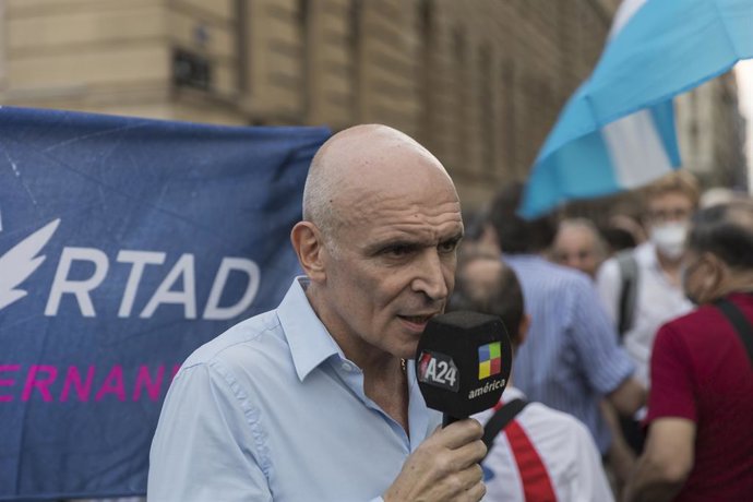 Archivo - February 3, 2022, Ciudad de Buenos Aires, Argentina: José Luis Espert Deputy of the Argentine Nation for the Province of Buenos Aires for the political space Avanza Libertad, was present at the march in defense of independent justice.