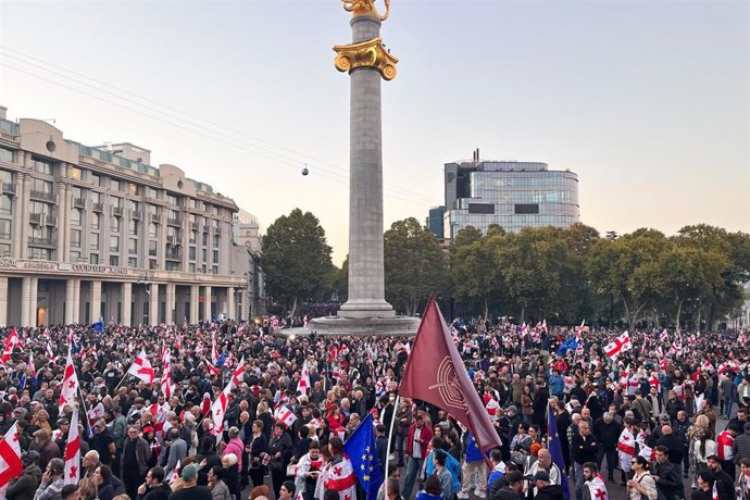 Manifestación en la capital georgiana, Tiflis