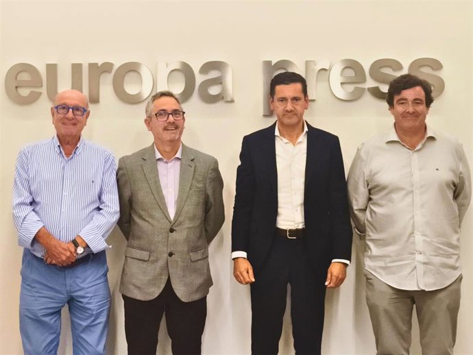 Los socios fundadores de Genivs, Rafael Ángulo Cordero, Hugo Sintes, Santiago Mínguez y Rafael Ángulo Ruiz (Presidente), en una entrevista concedida a Europa Press en Madrid, a 2 de octubre de 2025.