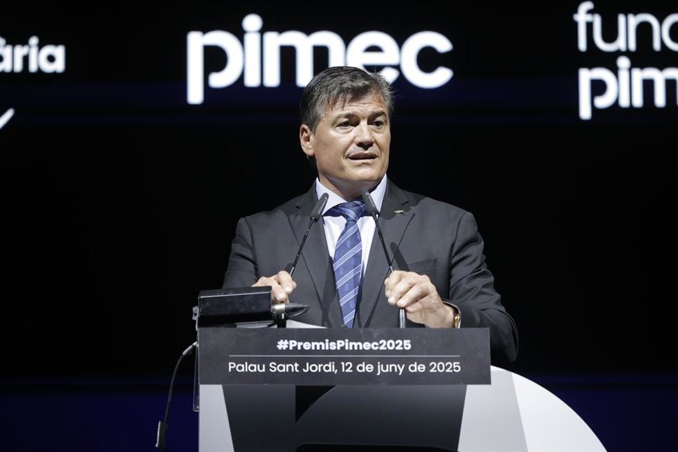 Archivo - El presidente de Pimec, Antoni Cañete, interviene durante los 38 Premis Pimec en Barcelona, en el Palau Sant Jordi, a 12 de junio de 2025, en Barcelona, Cataluña (España). Los 38 Premis Pimec reconocen y premian las mejores iniciativas empres