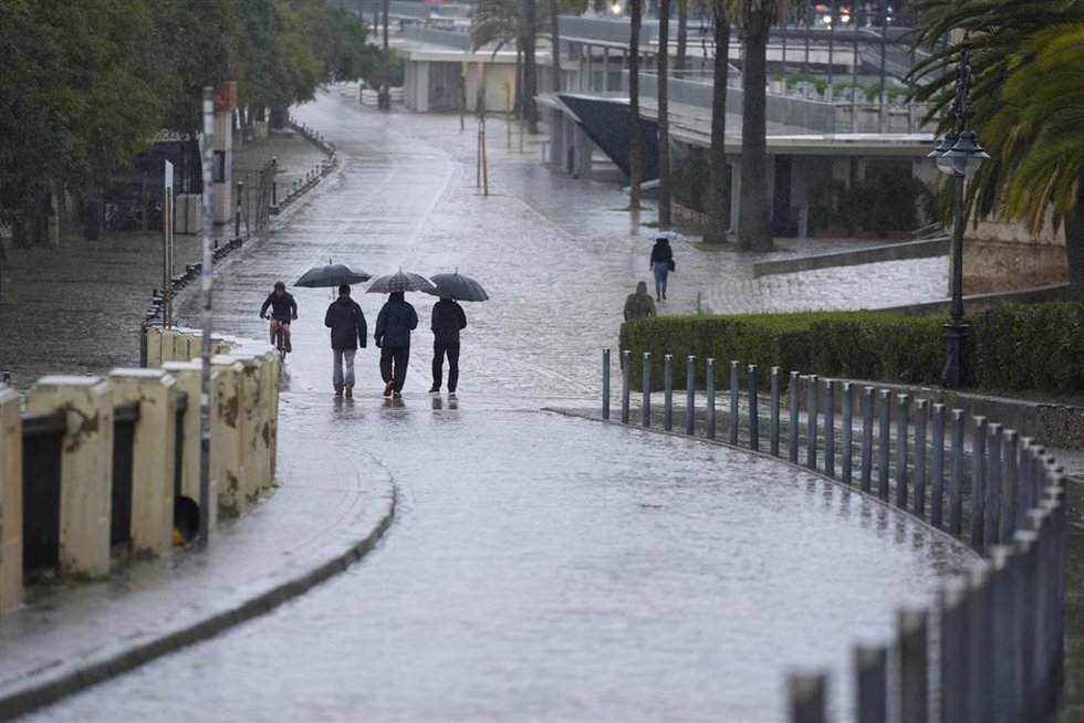 Archivo - Varias se protegen de la lluvia con un paraguas