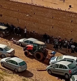 Tractor de La Unió durante la dana en Sedaví
