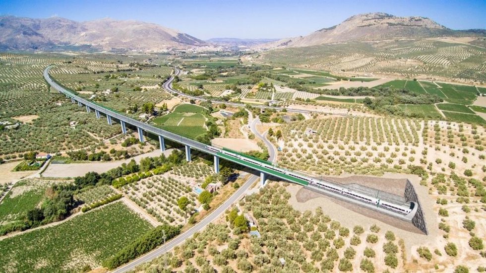 Variante Loja-Valle Genil. Viaducto. Línea Alta Velocidad Málaga-Granada.