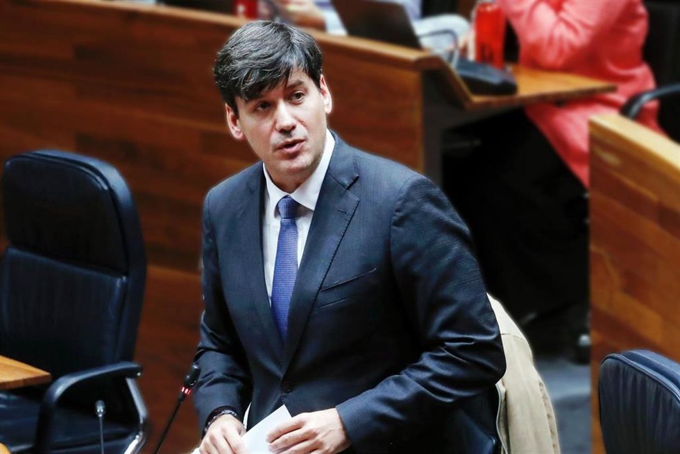 El consejero de Ciencia, Industria y Empleo, Borja Sánchez, en el pleno.