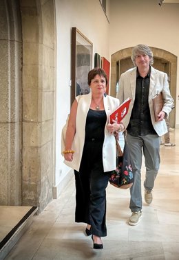 Archivo - Los diputados de IU, Henar Moreno y Carlos Ollero, entrando al Parlamento de La Rioja