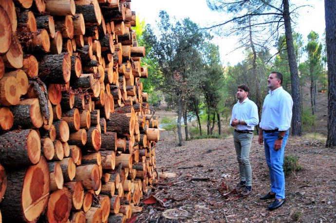 El delegado territorial de Sostenibilidad y Medio Ambiente de la Junta en Granada, Manuel Francisco García, a la derecha en la imagen junto con el alcalde de Huétor Santillán, José Carlos Ortega
