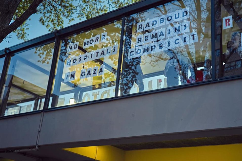 Archivo - Imagen de archivo de una protesta a favor de Palestina en el campus de la Universidad de Radboud, en Países Bajos.