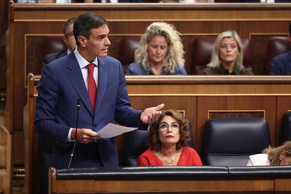 El presidente del Gobierno, Pedro Sánchez, interviene durante una sesión de Control al Gobierno, en el Congreso de los Diputados, en Madrid